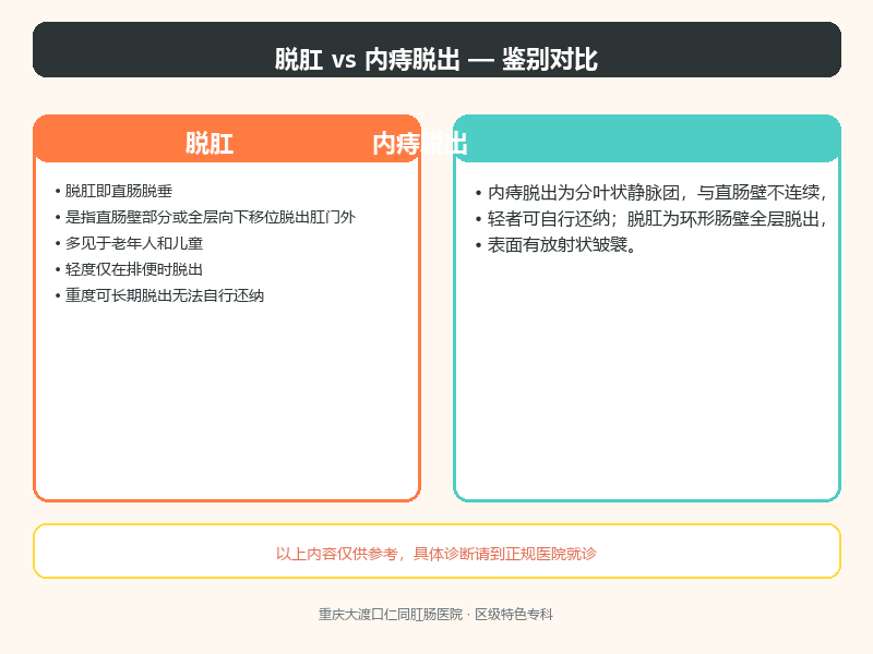 脱肛与内痔脱出的鉴别要点