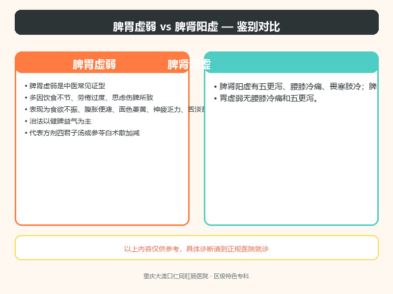 脾胃虚弱与脾肾阳虚的鉴别要点