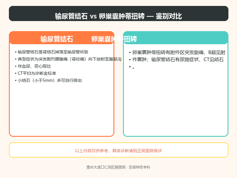 输尿管结石与卵巢囊肿蒂扭转