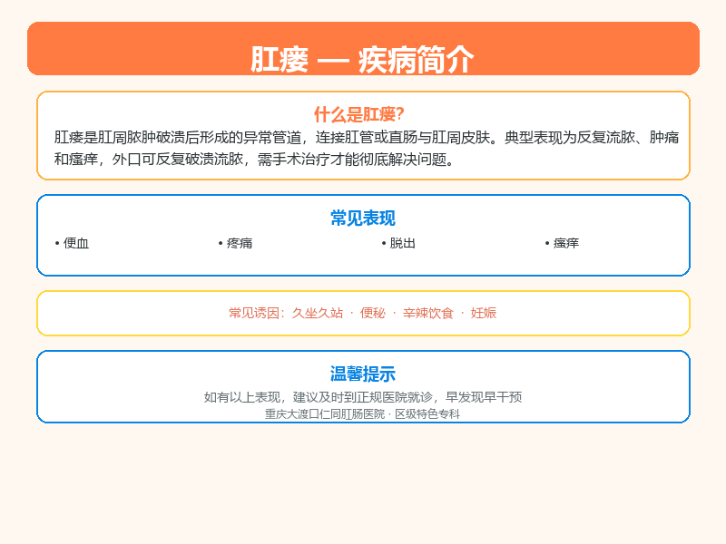 万州区肛瘘怎么区分？大渡口仁同肛肠医院教您鉴别与应对