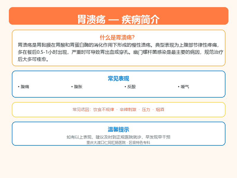 万州区胃溃疡怎么区分？重庆大渡口仁同肛肠医院教您鉴别与应对
